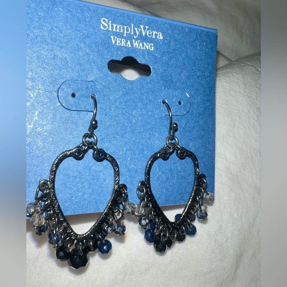 NEW Simply Vera Vera Wang Black and Blue Earrings